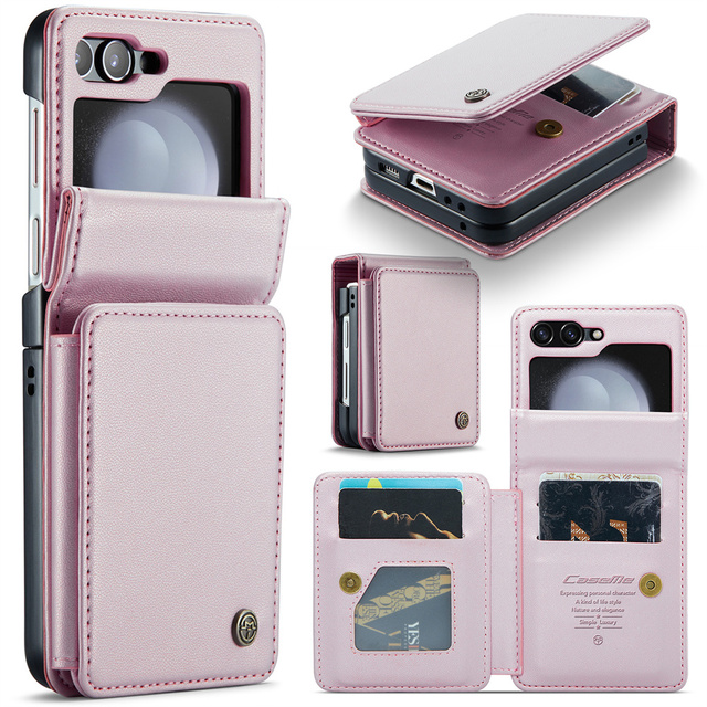 Luxury PU Leather Flip Cover Wallet Phone Case with Card Slot for Samsung Galaxy Z Flip 5 Phone Case