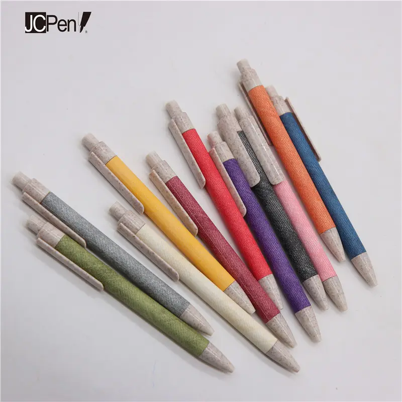 Novo design de palha de trigo da escola notebook uso de papel promocional eco canetas esferográficas
