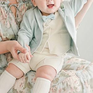 Vente en gros Ensembles 4 pièces baptême fête nouveau-né garçon Veste rabattue à simple boutonnage Vêtements de costume 4 pièces bleus pour garçons de 3 ans - Product Image 1