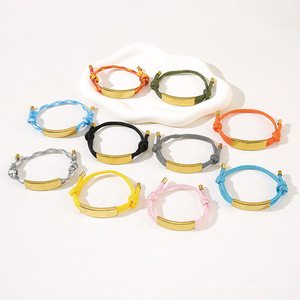 Cross-Border Spot Wholesale ID Double Drawstring <strong>Bracelet</strong> Multi-Color Electroplated Stainless Steel Color Printing Engraving - Product Image 4