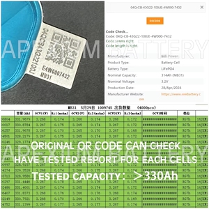 Lô mới nhất của sản xuất trong 2025 3.2V công suất thực đạt 336ah LiFePO4 pin năng lượng mặt trời lưu trữ LiFePO4 pin di động - Product Image 3