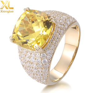 Hip Hop Luxury 10K 18K Gold Plated 0.3m Plating Thickness Yellow Round Natural Stones Unisex Gift <b>Chunky</b> Fashion <b>Rings</b> - Product Image 2