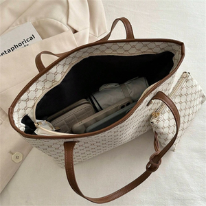 Bolsos de Cuero de Lujo al por Mayor para Unisex 2024, Dos Asas, Cierre Abierto, Suaves, Impermeables, Portátiles, Decorados con Perlas y Diamantes - Product Image 4