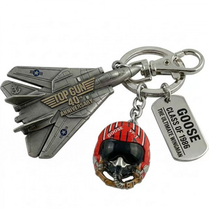 Porte-clés Top Gun 40ème Anniversaire en Alliage, Pendentif Casque de Chasseur Aérien, Chaîne de Clés Métallique - Product Image 1