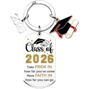 Cadeau de saison des diplômes 2026, porte-clés en acier inoxydable tendance, pendentif avec phrase inspirante, personnalisé, fait sur mesure, petit cadeau de vacances - Product Image 6