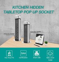 Prise de courant escamotable AU avec 3 prises et 2 ports USB pour table/bureau de cuisine / Prise électrique escamotable de 60 mm