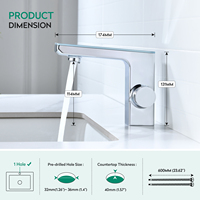 Robinet de lavabo automatique sans contact à capteur infrarouge, monotrou, à poser sur le plan, en alliage de zinc finition brossée, robinet intelligent pour salle de bain