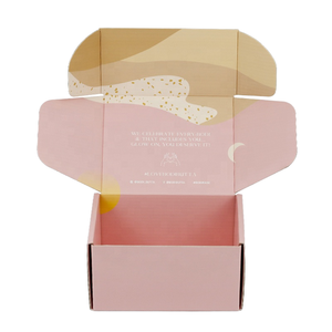 Cajas de Envío Personalizadas de Cartón Corrugado Rosa con Relieve a Todo Color, Impresión Interior de Lujo con Detalles Dorados, Logotipo Personalizado, Caja de Regalo - Product Image 1