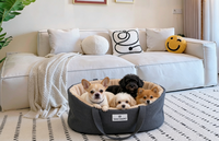 YANGYANG PET Luxuriöses Samt-Cartoon-Hundebett/Katzenbett mit abnehmbarem, waschbarem Bezug, einfarbiges Dreiecksmuster