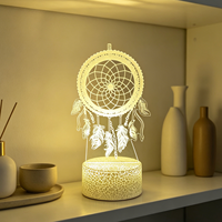 Veilleuse LED à illusion 3D RGB avec contrôle tactile, design de base fissurée, matériau ABS, alimentation USB 5V pour la décoration de la maison
