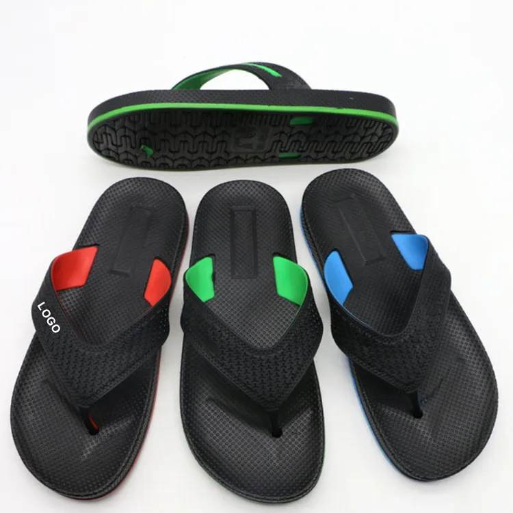 China manufacturing cheap wholesale black strap flip flops men