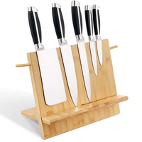 Support magnétique pour couteaux en bambou écologique personnalisé, support de rangement pour outils de cuisine, porte-gobelets, double face, marque QIWU, vente en gros