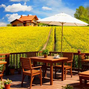 Papel Tapiz de Seda Impermeable con Paisaje Rural, Campo de Flores Amarillas, Cielo <span class=keywords><strong>Azul</strong></span>, Decoración Moderna para Paredes del Hogar, Cafetería, Baño, Fácil de Instalar - Product Image 1