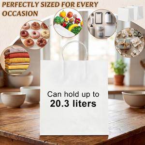 Custom Eco-Friendly <b>Biodegradable</b> Recyclable Disposable Craft Kraft <b>Paper</b> Bag with Ribbon for Dessert Cake Takeaway Baking - Product Image 3