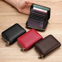 Dompet Kartu Pria Model Akordion Ringan Bahan Kulit PU Berkualitas Tinggi Warna Solid Terlaris dengan Resleting, Dompet Kecil untuk Dokumen