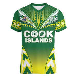 Alibaba-China-wholesale New Arrivalz Venta caliente al por mayor Custom Cook Islands Rugby Custom Women V-Neck T-Shirt the Kukis Go Champions Womens T-shirt - Product Image 1