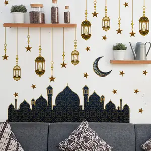 Ramadan fenêtre s'accroche Eid Mubarak autocollants Ramadan Kareem décalcomanies fenêtre amovible s'accrochent pour la décoration du Ramadan