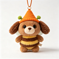 Porte-clés en peluche chien abeille mignon, pendentif animal en peluche doux, porte-clés personnalisé, plusieurs couleurs