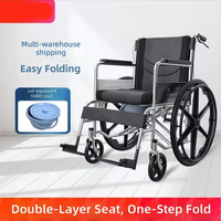 Fauteuil roulant manuel pliable portable avec fonction de toilette pour personnes âgées et handicapées, pour la maison et les voyages