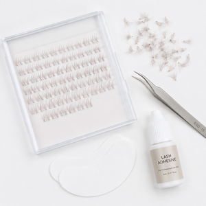Extensions de cils individuels en grappes, en cheveux synthétiques marron, <span class=keywords><strong>velours</strong></span>, faits à la main, sans cruauté, 8-14MM, avec bande transparente - Product Image 2