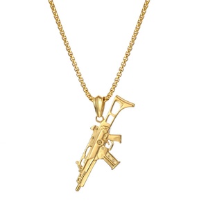 Collar con Colgante de Pistola Chapado en Oro de Acero Inoxidable para Hombre, Nuevo Diseño - Product Image 1