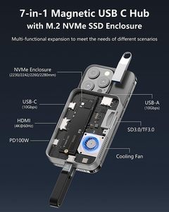 Base de Conexión Magnética SYONG 7 en 1 para SSD <span class=keywords><strong>M</strong></span>.2 NVME, Transferencia de Datos de 10 Gbps, HDMI 4K60Hz, 100W PD, Lector de Tarjetas SD/TF - Product Image 2