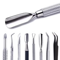 Pousse-cuticules double extrémité en acier inoxydable, pince à épiler, outil de nettoyage des peaux mortes pour pédicure, manucure et nail art
