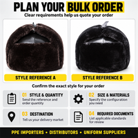 Casque de sécurité d'hiver personnalisé en gros, noir, avec protège-oreilles en peluche et attaches en tissu pour fournisseurs de vêtements de travail extérieurs