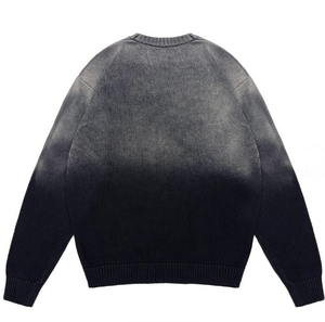 Pulls pour hommes personnalisés avec logo OEM & ODM, en coton jacquard à lettres, col rond, tricot décontracté, pull tricoté d'hiver pour hommes - Product Image 2