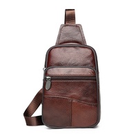 Sac de poitrine en cuir véritable personnalisé couche supérieure en cuir de vachette sac de messager à bandoulière pour hommes sac de poitrine de sport à la mode 2025