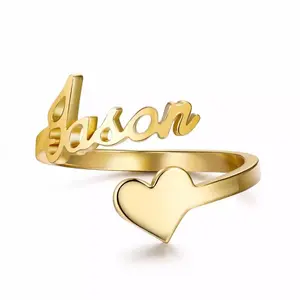 Dropshipping Custom Made Adjustable Stainless Steel Name Love Rings