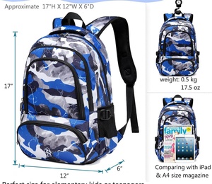 Personnalisation <span class=keywords><strong>Camouflage</strong></span> <span class=keywords><strong>bleu</strong></span> <span class=keywords><strong>sac</strong></span> d'école pour garçons de haute qualité <span class=keywords><strong>sac</strong></span> à dos pour enfants fabrique des sacs d'école pour garçons - Product Image 3