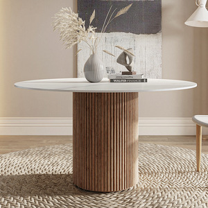 <span class=keywords><strong>Tavolo</strong></span> da Pranzo Rotondo <span class=keywords><strong>Allungabile</strong></span> in Legno Massello Moderno per Piccoli Appartamenti <span class=keywords><strong>con</strong></span> Capacità di <span class=keywords><strong>4</strong></span> Posti e Combinazione di <span class=keywords><strong>Sedie</strong></span> - Product Image 3