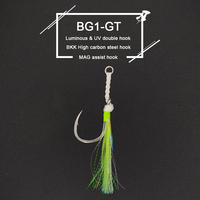 Hameçon d'assistance de pêche au jigging simple en acier au carbone XUHANG BG1-GT, pêche à la traîne, anneau lumineux UV inclus, pêche en eau salée, brochet, poisson-chat