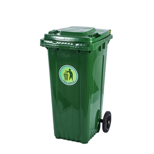 Poubelle extérieure à roulettes 240L verte rectangulaire avec couvercle et poignée pour utilisation en parc - Product Image 2