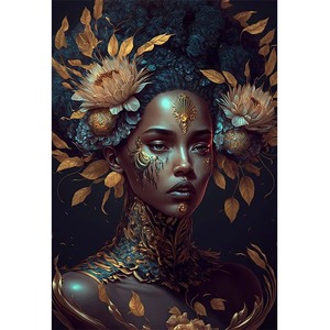 Venta al por mayor fantasía abstracta hermosas mujeres africanas negras lienzo impreso figura retratos para decoración <span class=keywords><strong>de</strong></span> la casa - Product Image 6