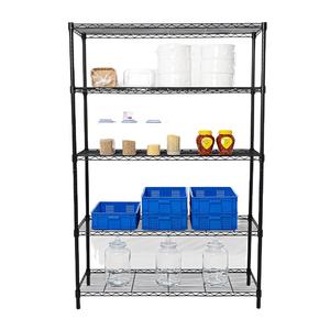 Conception flexible et réglable, étagère en fil métallique à 5 niveaux, revêtement en poudre noire, étagère en fil d'acier pour une utilisation polyvalente, rangement - Product Image 2