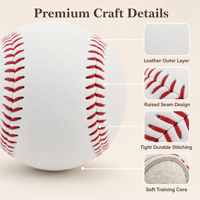 Ballon de softball d'entraînement léger et souple, design à coutures surélevées, 12 pouces, 12 onces, recouvert de cuir, imprimé soyeux, pour l'entraînement quotidien des jeunes amateurs 6
