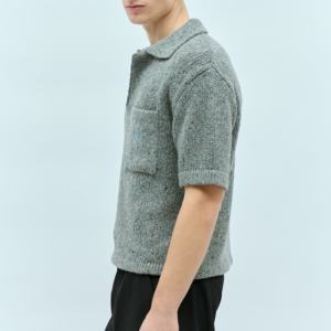 Polo personnalisé décontracté col en v demi manches avec poche mélange de laine couleur point hommes tricot été Standard pull 100% coton - Product Image 5