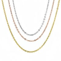 Collar de Cadena Plana de Acero Inoxidable 316L con Cruz, Chapado en Oro de 18K, Cadena Delgada Soldada de Múltiples Especificaciones