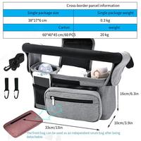 Sac de rangement multifonctionnel suspendu pour poussette, en tissu Oxford, avec fermeture éclair, pour biberons et accessoires de bébé