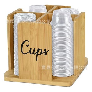 Caja de almacenamiento de vasos de bambú de madera, organizador de escritorio rectangular para panadería, cafetería, dispensador de vasos de papel - Product Image 3