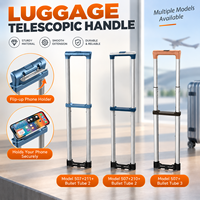 Poignée télescopique en aluminium pour bagages, support de téléphone étanche rabattable, tube de protection, tige de traction réglable et légère pour chariot