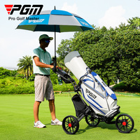 Chariot de golf pliable à 3 roues en alliage d'aluminium PGM QC007 avec siège, sacs isothermes et porte-parasol (11 kg)