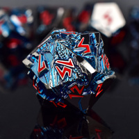 7PCS Gunmetal Dragon Element Metal Dice Set avec numéros rouges | Dés RPG lourds pour donjons et dragons | Fournisseur OEM personnalisé