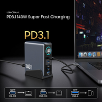 Gan Technology 140W Charge rapide 4C1A PD 100W 65W 45W 20W QC3.0 18W USB C Chargeur Gan d'ordinateur portable de bureau pour Macbook Mobile Phone