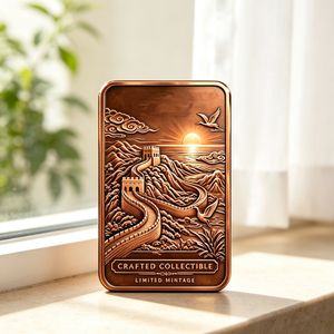 Moneda Coleccionable de Cobre Fino .999 de 1 Kg, Diseño Rectangular con Relieve de la Gran Muralla China, Edición Limitada, Decoración Artística - Product Image 1