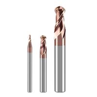 Fraise en carbure massif, nez de boule, outil de coupe CNC 2 cannelures R0.5-6mm fraises en bout