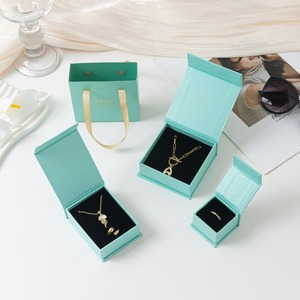 Tùy Chỉnh Màu Xanh Trượt Ngăn Kéo Giấy Đồ Trang Sức Sang Trọng Bao Bì Dễ Thương Trượt Giấy Hộp Quà Tặng Với Xử Lý Cho Vòng Cổ Gói Đồ Trang Sức - Product Image 1