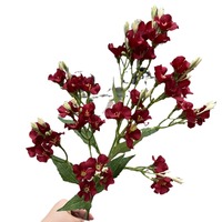 Nouvelles fleurs artificielles pour mariage chinois |   Roses bordeaux vif, tulipes, orchidées Phalaenopsis, style branche, pour allée de mariage, décoration douce